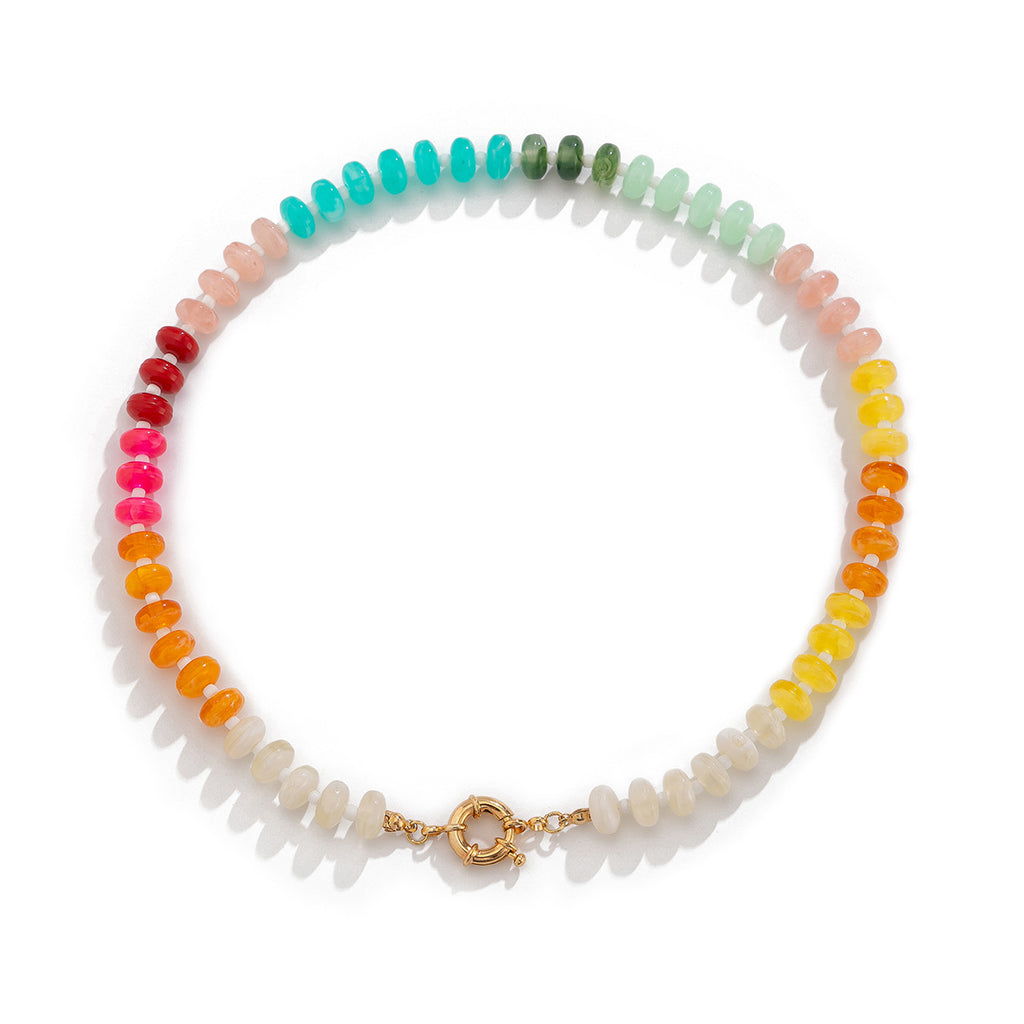 🌈 Necklace + Irregular Acrylic Rainbow Bead Necklace – Sweet Dopamine Vibe