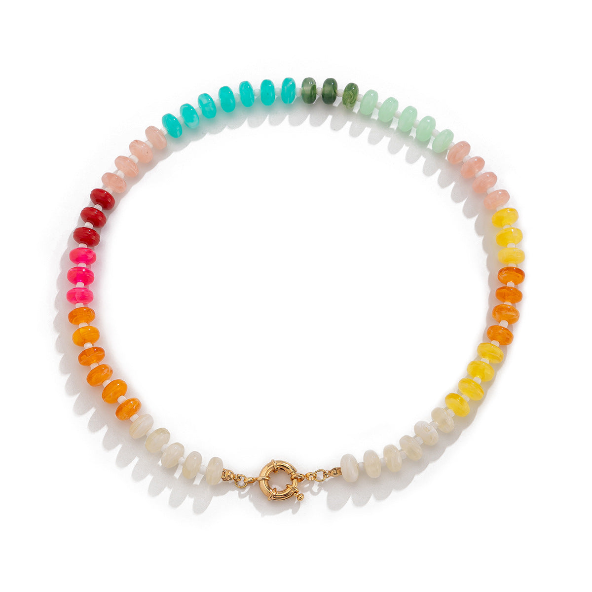 🌈 Necklace + Irregular Acrylic Rainbow Bead Necklace – Sweet Dopamine Vibe